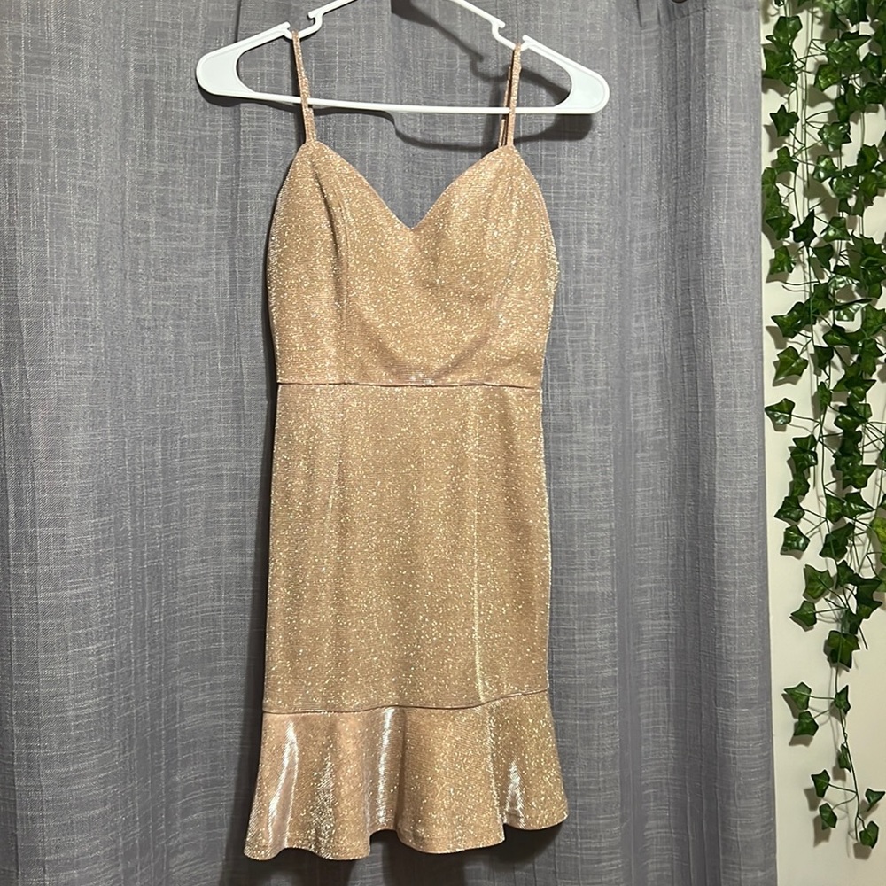 ROSE GOLD GLITTER HOMECOMING DRESS